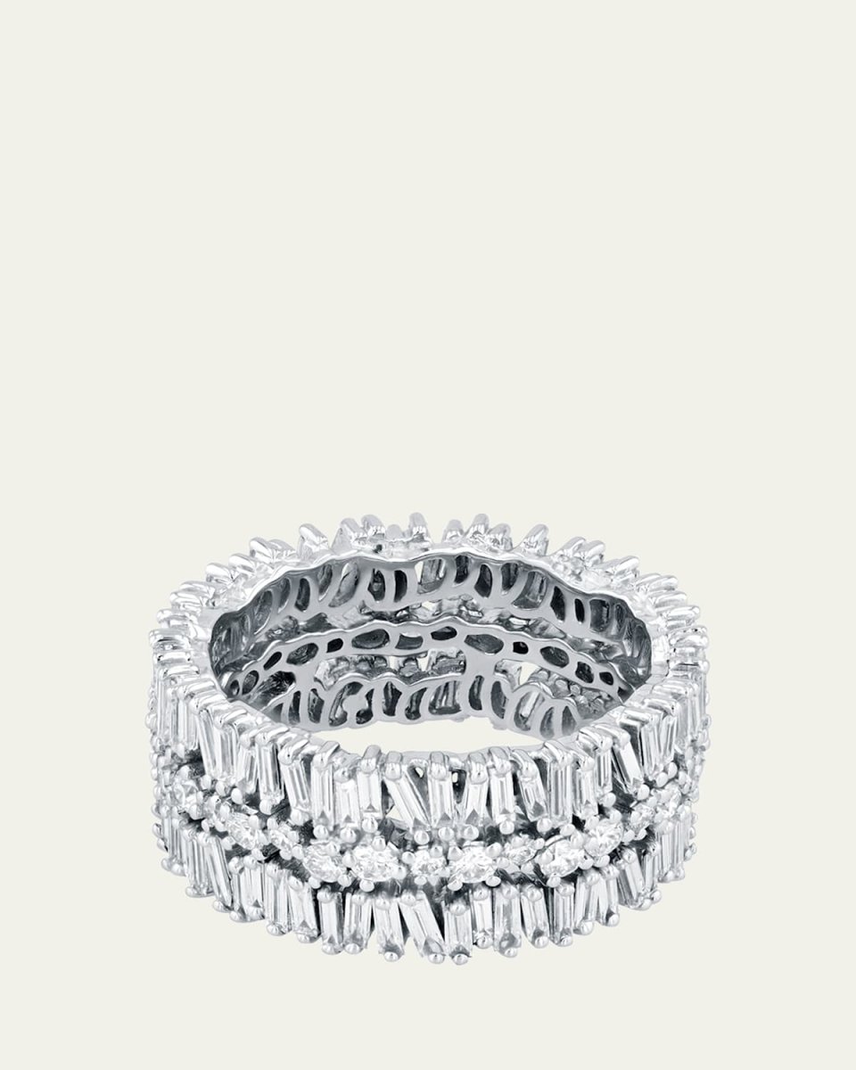18K White Gold Diamond Eternity Band, Size